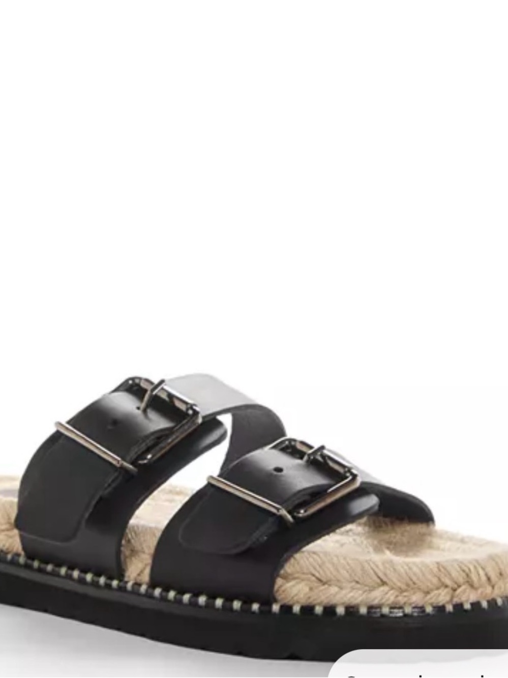 Castaner Black Double-Buckle Espadrille Slide Sandals